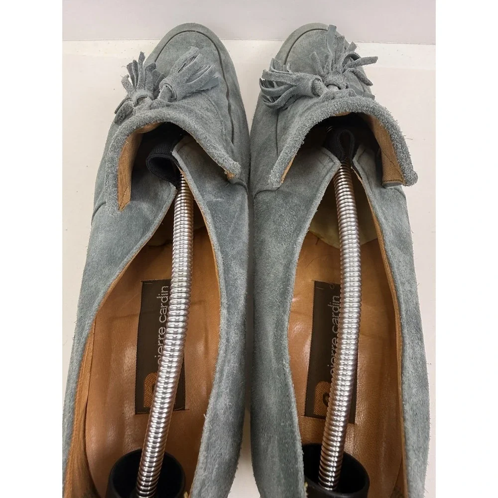 Vintage Pierre Cardin Mens Blue Gray Suede Tassel Loafers Made In Spain Size 13